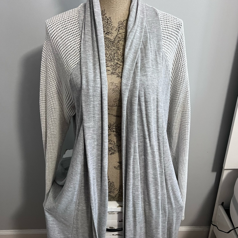 Lucky Brand Light Gray Open Front Cardigan